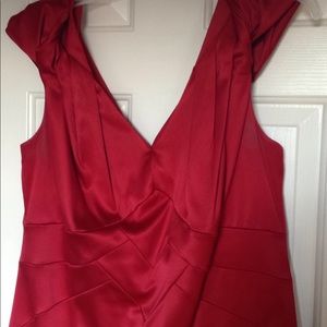 Red satin cocktail dress